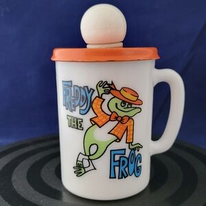Vintage 1960s / 1970s Freddy The Frog Mug Cup Avon Good Color Milk Glass USA